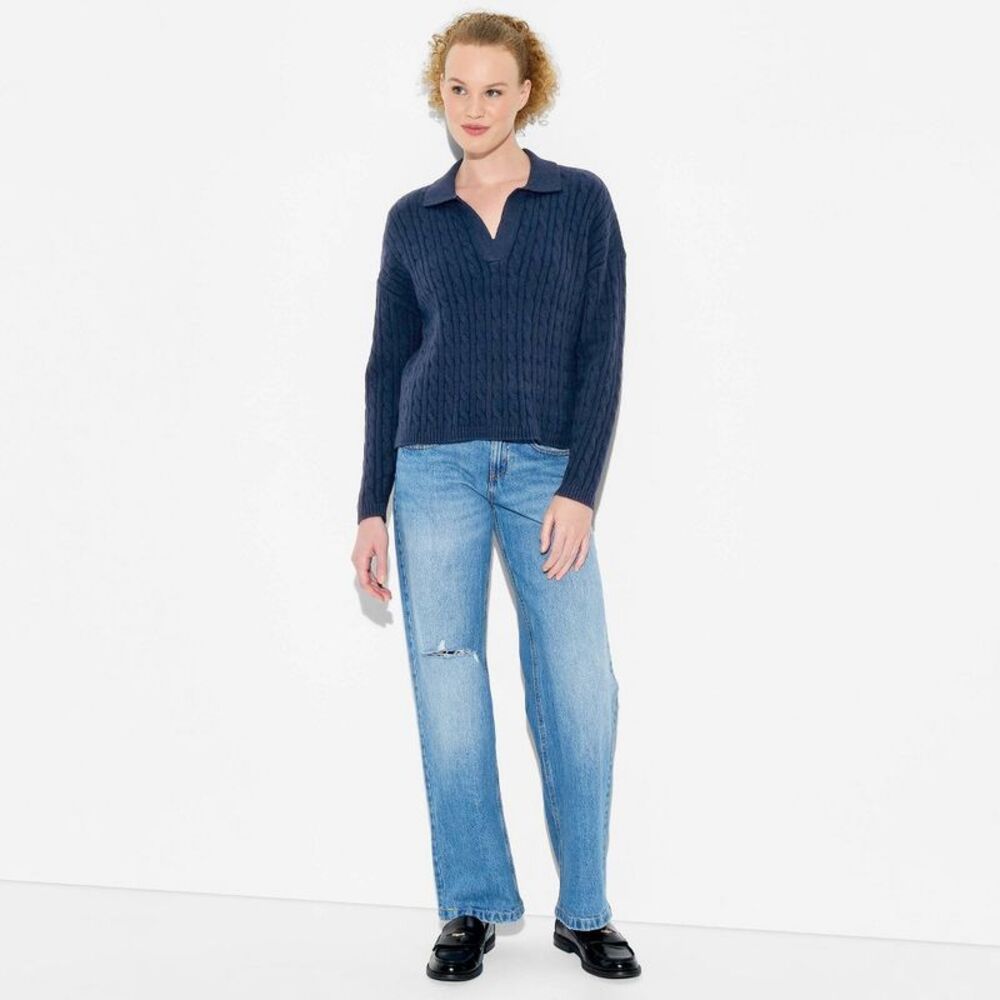 Wild Fable - Women's Polo Collar Pullover Sweater - Wild Fable  Blue